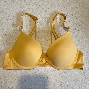 Pink Victoria’s Secret Yellow Push Up Bra